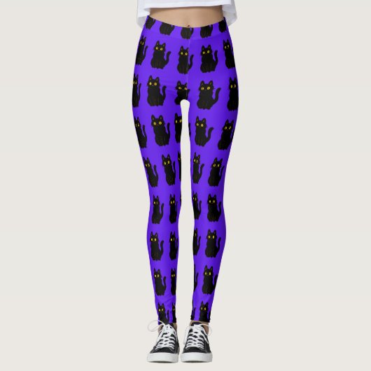 Spooktacular Cat Leggings for a Purr-fect Hallowee レギンス (正面)