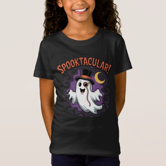 Spooktacular Ghost Kids Halloween T-Shirt  Tシャツ (正面)