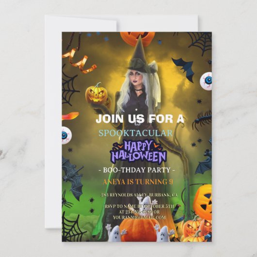 Spooktacular Halloween Birthday invitation 招待状 (正面)