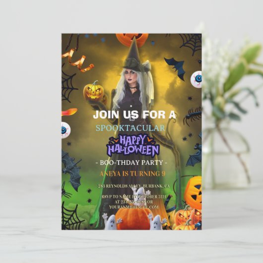 Spooktacular Halloween Birthday invitation 招待状 (スタンド正面)