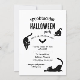 Spooktacular Halloween Black Cats Party 招待状