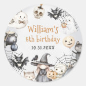Spooktacular Halloween Cute Ghost Birthday Party ラウンドシール (正面)