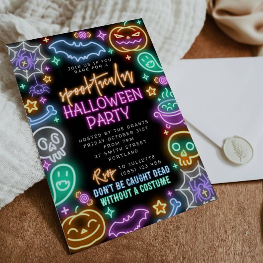 Spooktacular Neon Halloween Invitation 招待状