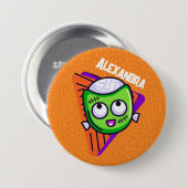 Spooktacular Personalized Zombie Button - orange 缶バッジ (正面&裏面)