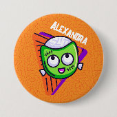 Spooktacular Personalized Zombie Button - orange 缶バッジ (正面)