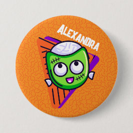 Spooktacular Personalized Zombie Button - orange 缶バッジ