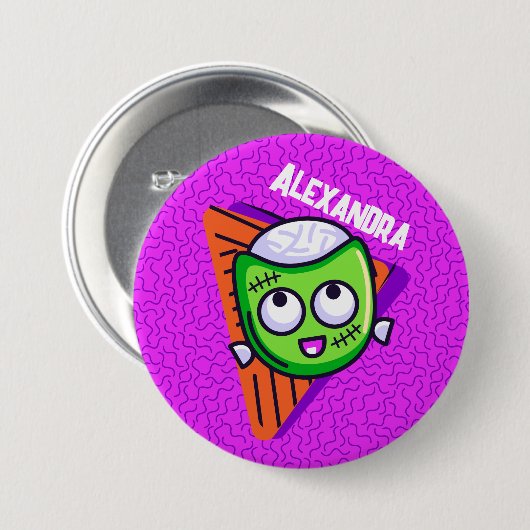 Spooktacular Personalized Zombie Button - purple 缶バッジ (正面&裏面)