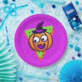 Spooktacular Pumpkin Halloween Plates - Purple ペーパープレート (パーティー)