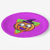 Spooktacular Pumpkin Halloween Plates - Purple ペーパープレート (アングル)