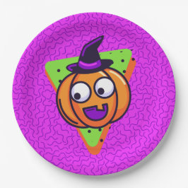 Spooktacular Pumpkin Halloween Plates - Purple ペーパープレート