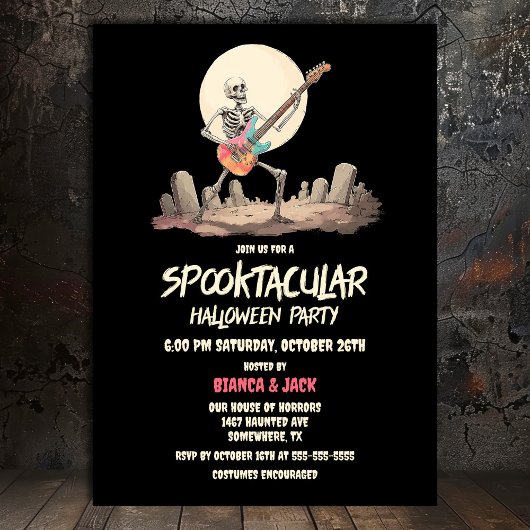 Spooktacular Skeleton Halloween Party 招待状