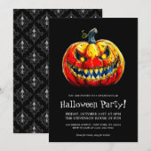 Spooktacular Smiling Pumpkin Halloween Party 招待状 (正面/裏面)