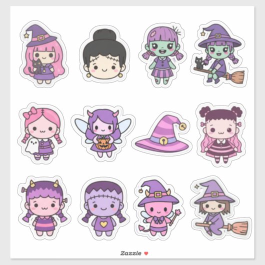Spooktaturar! Kawaii Halloween Chibi Sticker Colle シール (シート)