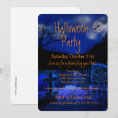  spookyな墓地のハロウィンパーティー招待状 招待状 (正面/裏面)