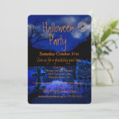  spookyな墓地のハロウィンパーティー招待状 招待状 (スタンド正面)