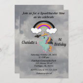  spookyユニコーンの1歳の誕生日パーティー招待状 招待状 (正面/裏面)