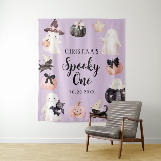 spooky1 ハロウィンガール 1歳誕生日パーティー タペストリー (インサイチュ)