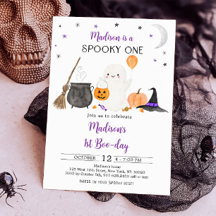 spooky ワン ゴースト パンプキン ハロウィン ファースト バースデー 招待状