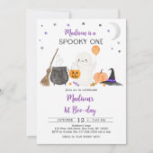  spooky ワン ゴースト パンプキン ハロウィン ファースト バースデー 招待状 (正面)