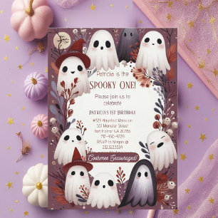 spooky ワン・ブー・クルー フレンドリー・ゴースト・グール 誕生日 招待状