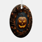 Spooky 3D Pumpkin Wreath Halloween Ornament メタルオーナメント (正面右)