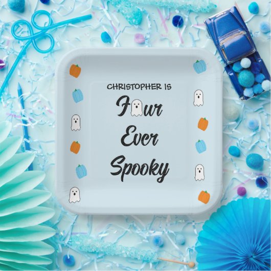  spooky 4歳の誕生日 ペーパープレート (パーティー)
