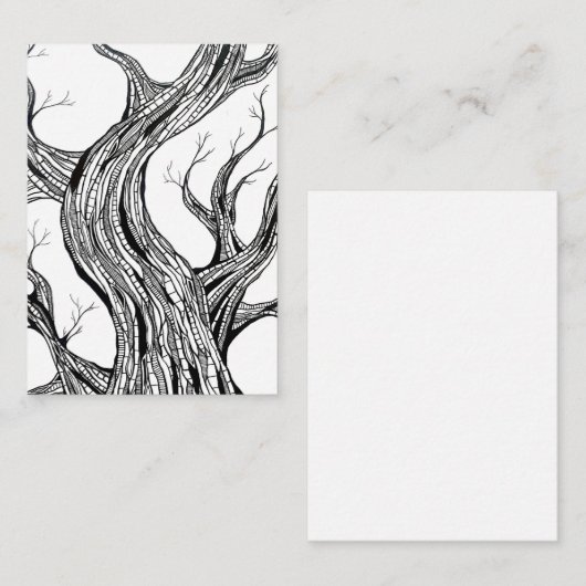 Spooky Abstract Tree Pen Drawing Art ノートカード (正面/裏面)