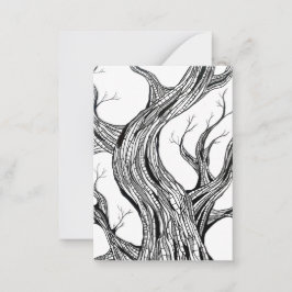 Spooky Abstract Tree Pen Drawing Art ノートカード