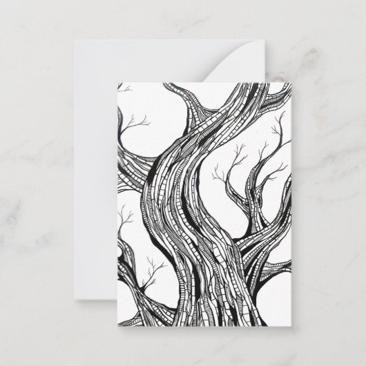 Spooky Abstract Tree Pen Drawing Art ノートカード (正面)