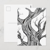 Spooky Abstract Tree Pen Drawing Art ポストカード (正面/裏面)