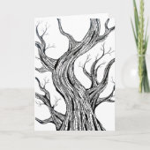 Spooky Abstract Tree Pen Drawing Art Greeting Card カード (正面)