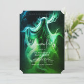 Spooky Adult Halloween Party Green Ghost  招待状 (スタンド正面)