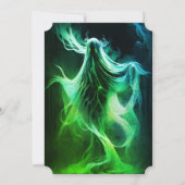 Spooky Adult Halloween Party Green Ghost  招待状 (裏面)