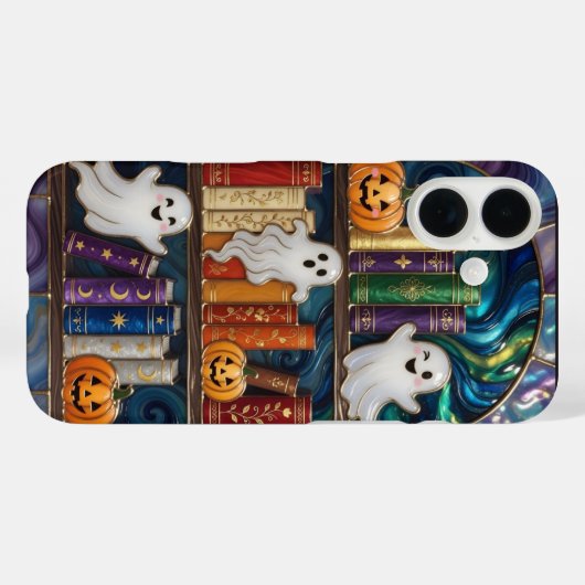 Spooky Aesthetic iPhone Case Ghost Pumpkin Bookshe Case-Mate iPhoneケース (裏面 (横))