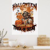 Spooky Astronaut Halloween Poster | Trick or Treat ポスター (キッチン)