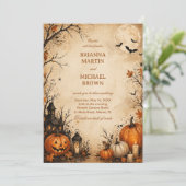 Spooky Autumn Pumpkin Night Vintage 招待状 (スタンド正面)