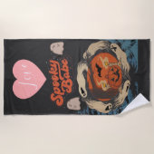 Spooky Babe Cute Halloween Ghost Quote ビーチタオル (正面)