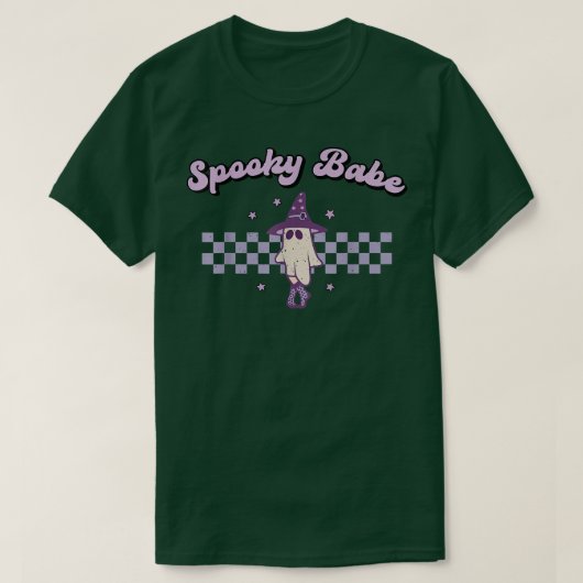 Spooky Babe Cute Retro Halloween Skeleton Ghost Pa Tシャツ (デザイン正面)