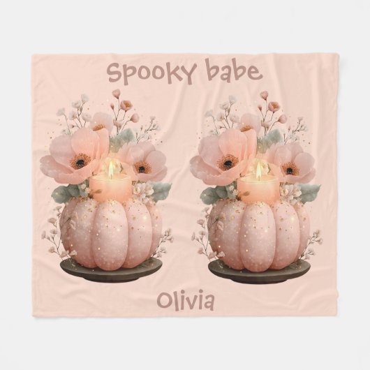 Spooky Babe Pumpkin for Girls フリースブランケット (正面(横))