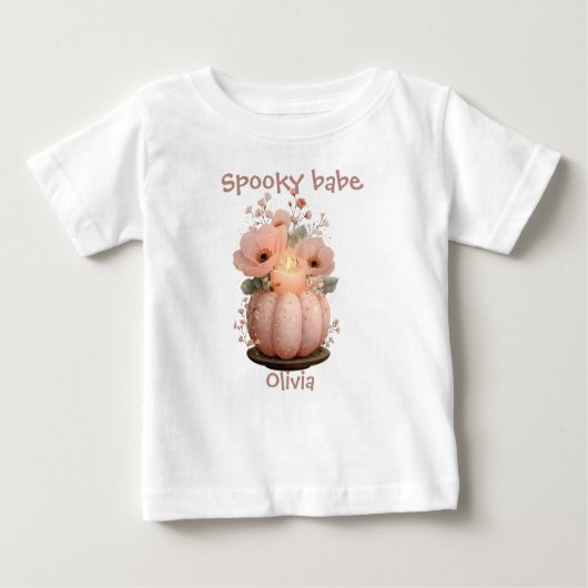 Spooky Babe Pumpkin for Girls ベビーTシャツ (正面)