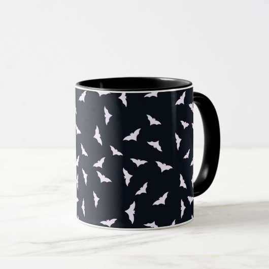 Spooky Bats Black Halloween Mug マグカップ (正面右)