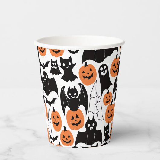 Spooky Bats Pumpkins Cups - Halloween Party! 紙コップ (正面)