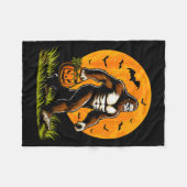 Spooky Bigfoot Halloween Pumpkin Funny Halloween S フリースブランケット (正面(横))