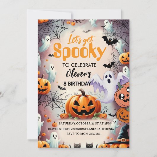 Spooky Birthday Invitation Editable Digital Down 招待状 (正面)