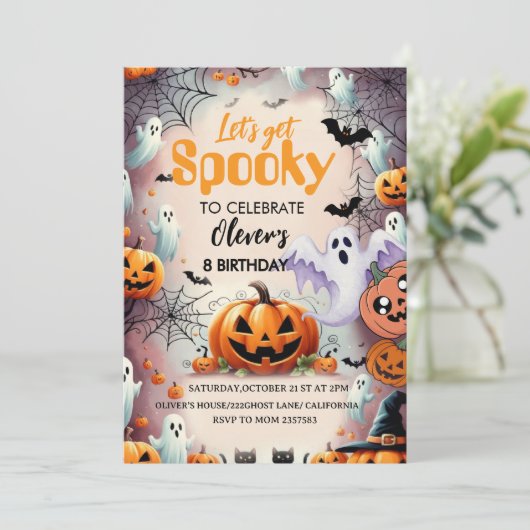 Spooky Birthday Invitation Editable Digital Down 招待状 (スタンド正面)