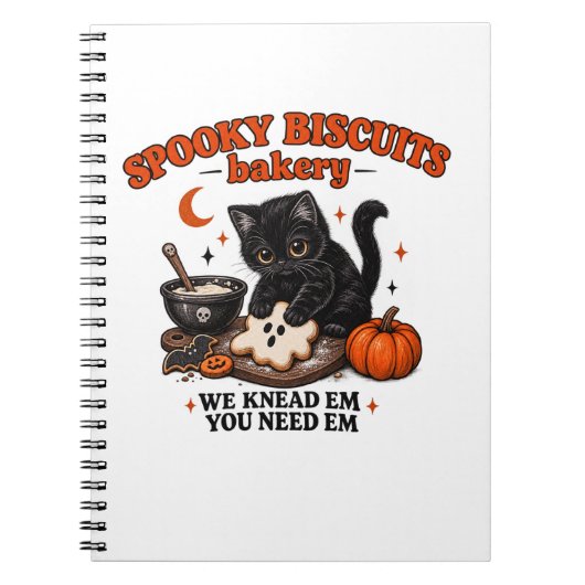 Spooky Biscuits Bakery Black Cat Hallloween ノートブック (正面)