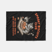 Spooky Biscuits Club Cat Halloween Baking  フリースブランケット (正面(横))