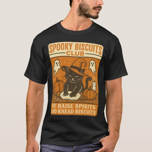 Spooky Biscuits Club Cat Halloween Funny Baking  Tシャツ (正面)