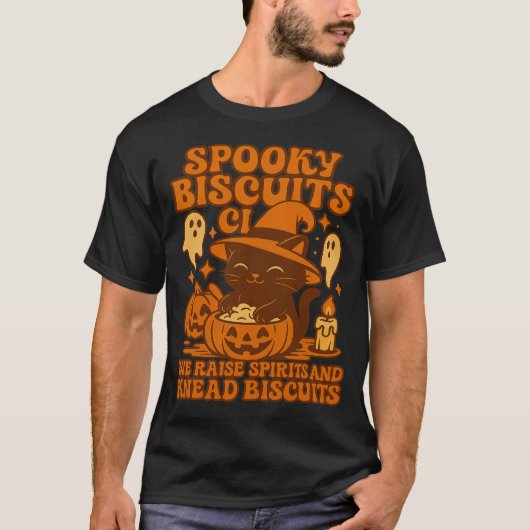 Spooky Biscuits Club Cat Halloween Funny Baking  Tシャツ (正面)