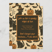 Spooky Black Cat and Pumpkin Halloween Party  招待状 (正面/裏面)